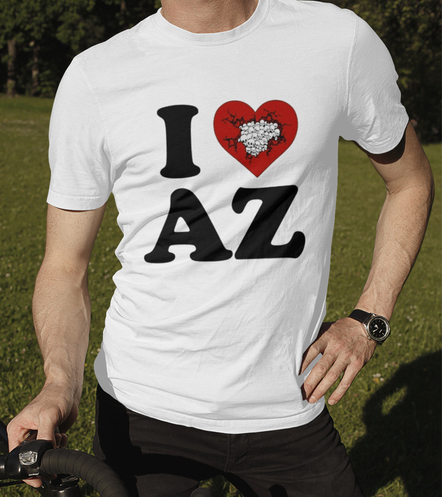 I Heart AZ Skull Filled Red Heart T-Shirt
