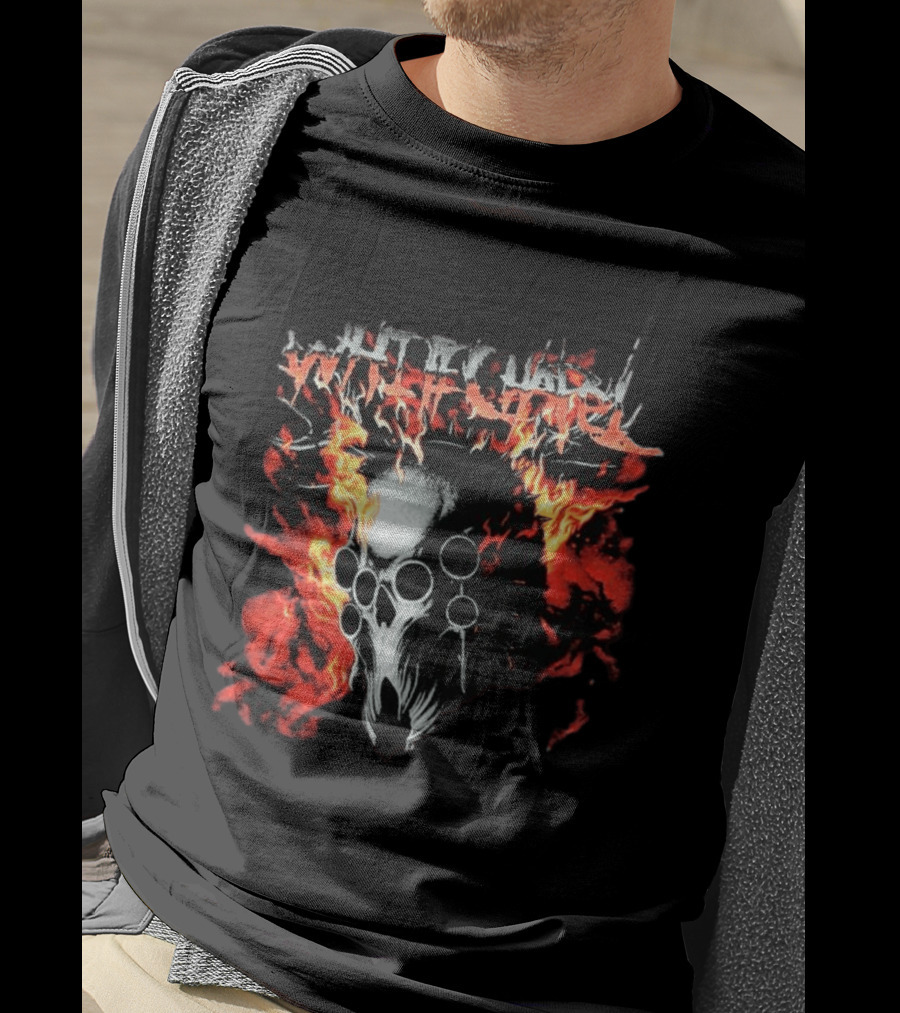 Whitechapel Inferno Skull Flames Grunge T-Shirt