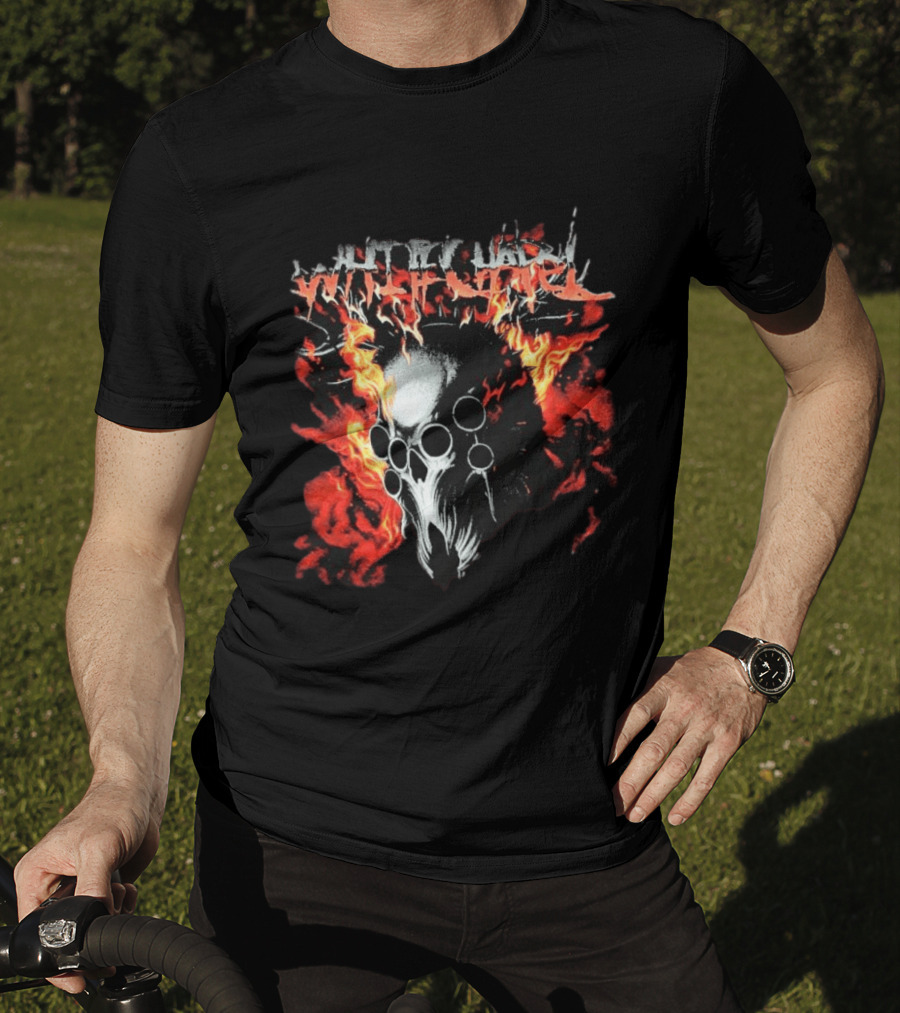 Whitechapel Inferno Skull Flames Grunge T-Shirt