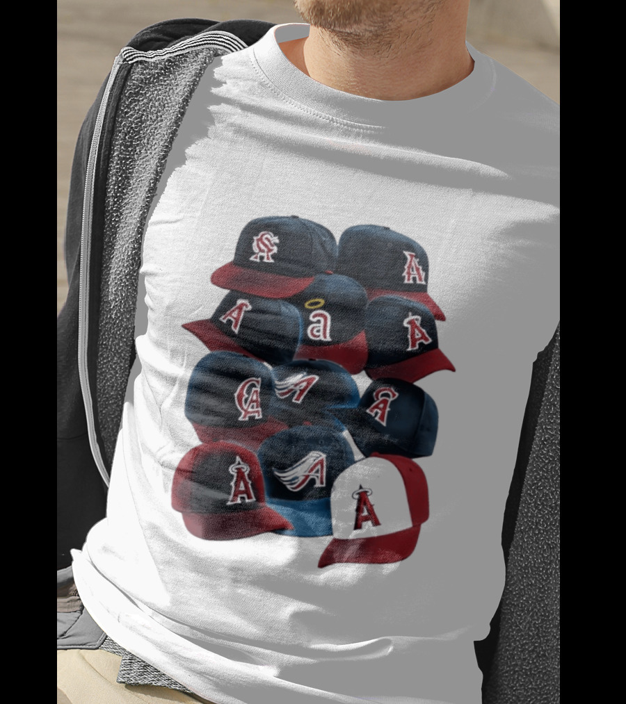 Stacked A Cap Collection With Angelic Halo And Stylized Wings T-Shirt