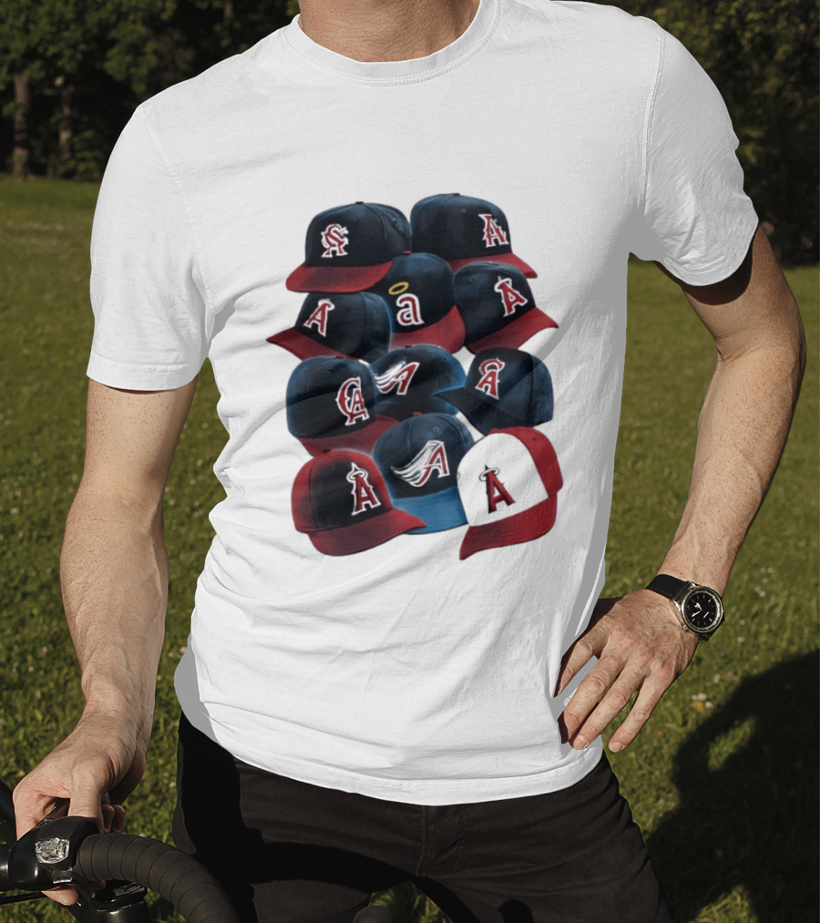 Stacked A Cap Collection With Angelic Halo And Stylized Wings T-Shirt