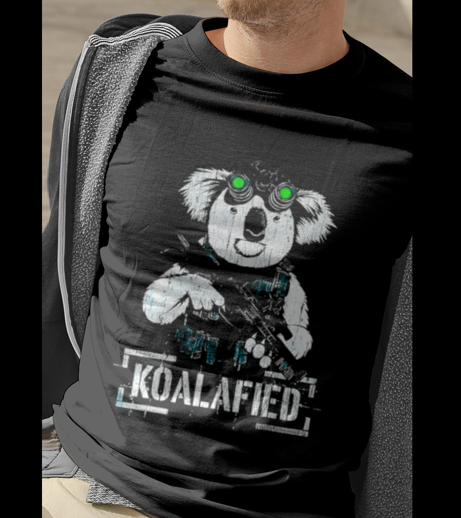 Koalafied Funny Koala With Gun And Green Goggles T-Shirt