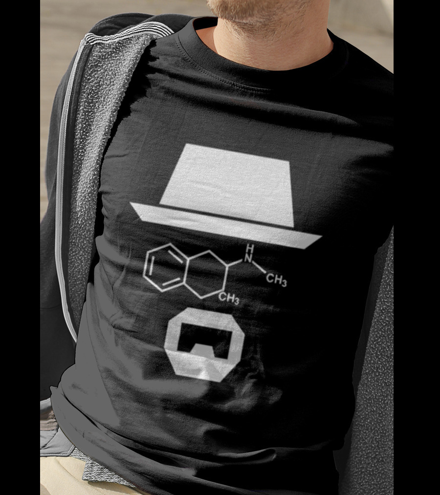 Heisenberg Hat And Methamphetamine Molecule Chemistry Breaking Bad T-Shirt