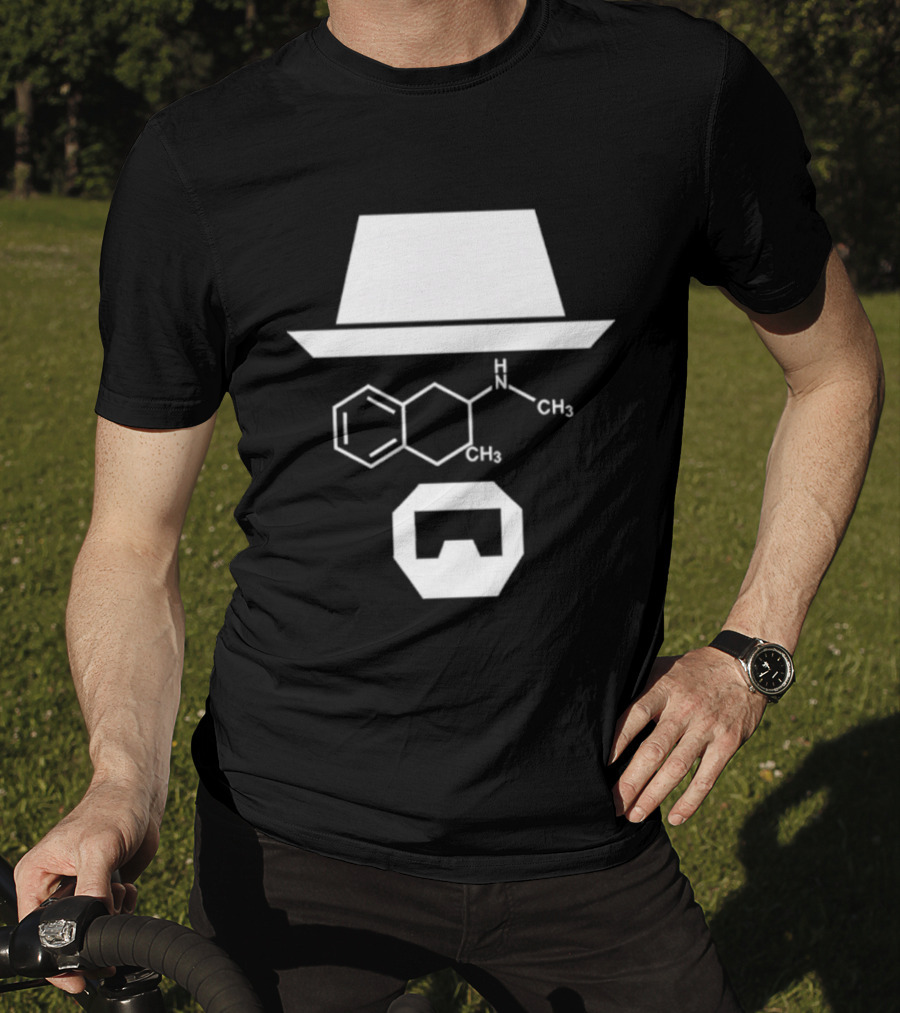 Heisenberg Hat And Methamphetamine Molecule Chemistry Breaking Bad T-Shirt