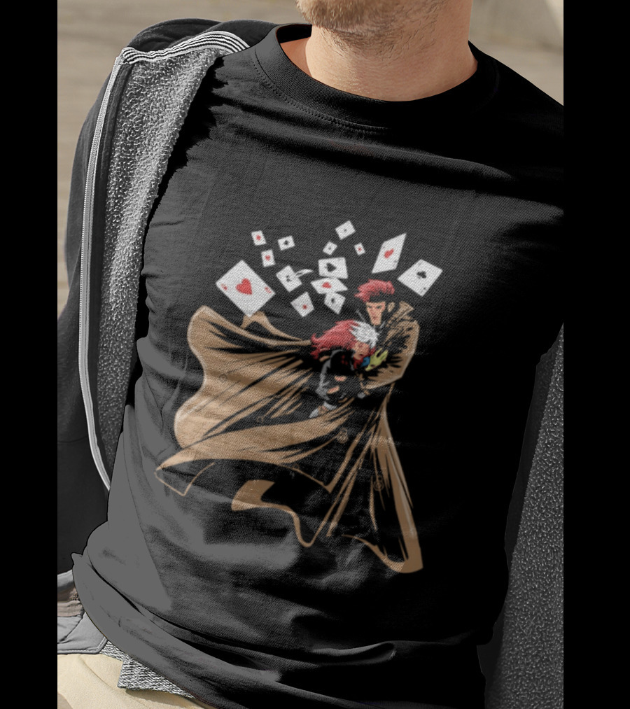 Mutant Love Rogue And Gambit Playing Cards Embrace T-Shirt