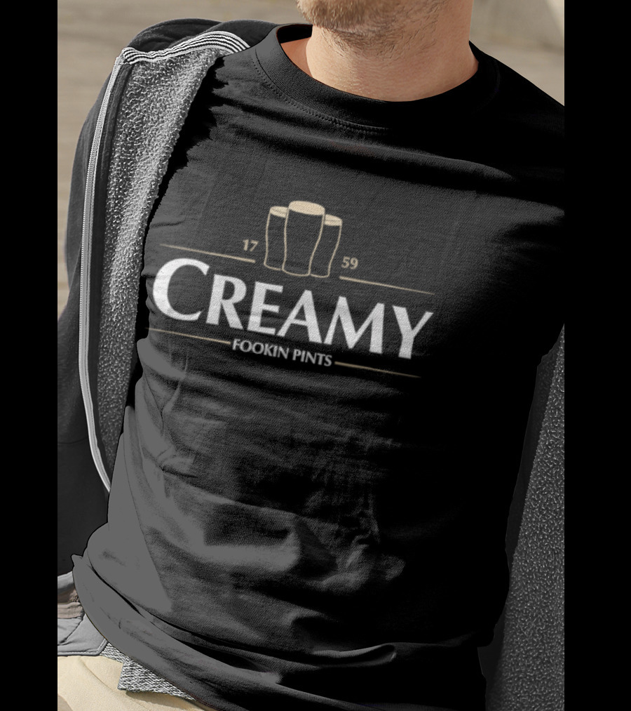 Creamy Fookin Pints 1759 Irish Drinking St Patricks Pub T-Shirt