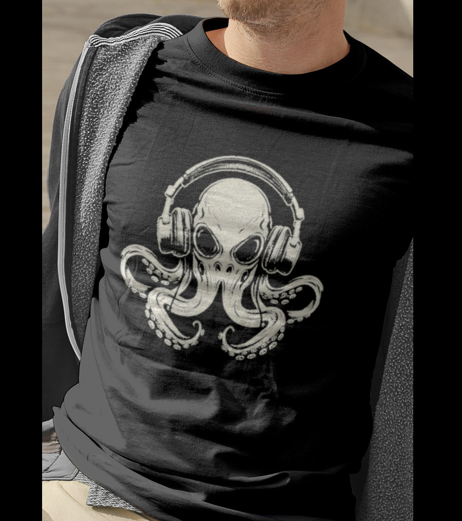 Octopus DJ Headphones Music T-Shirt
