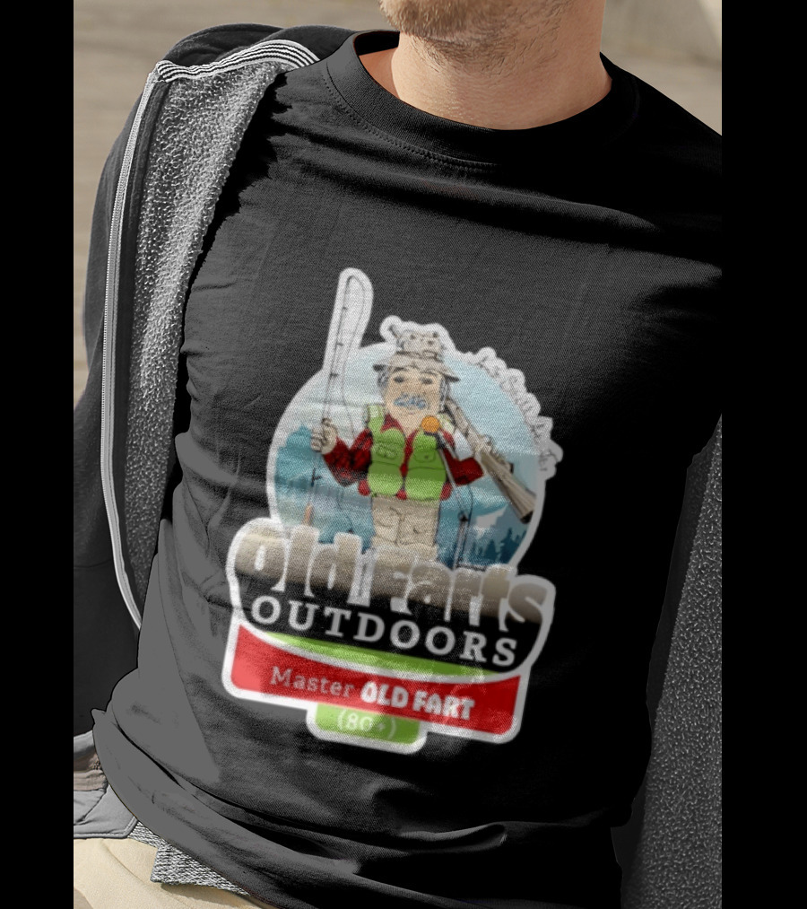 Old Farts Outdoors Master Old Fart 80 Plus Senior Fishing Adventure T-Shirt