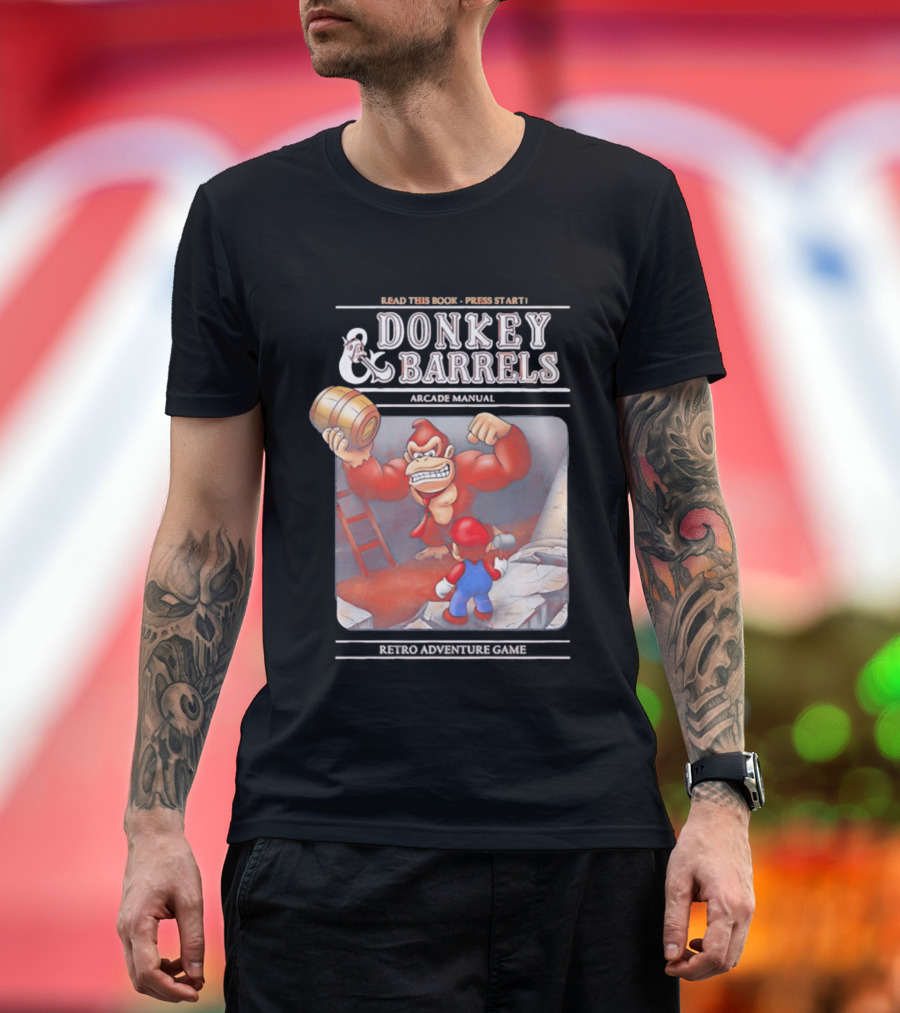 Read This Book Press Start Donkey And Barrels Arcade Manual Classic Video Game T-Shirt