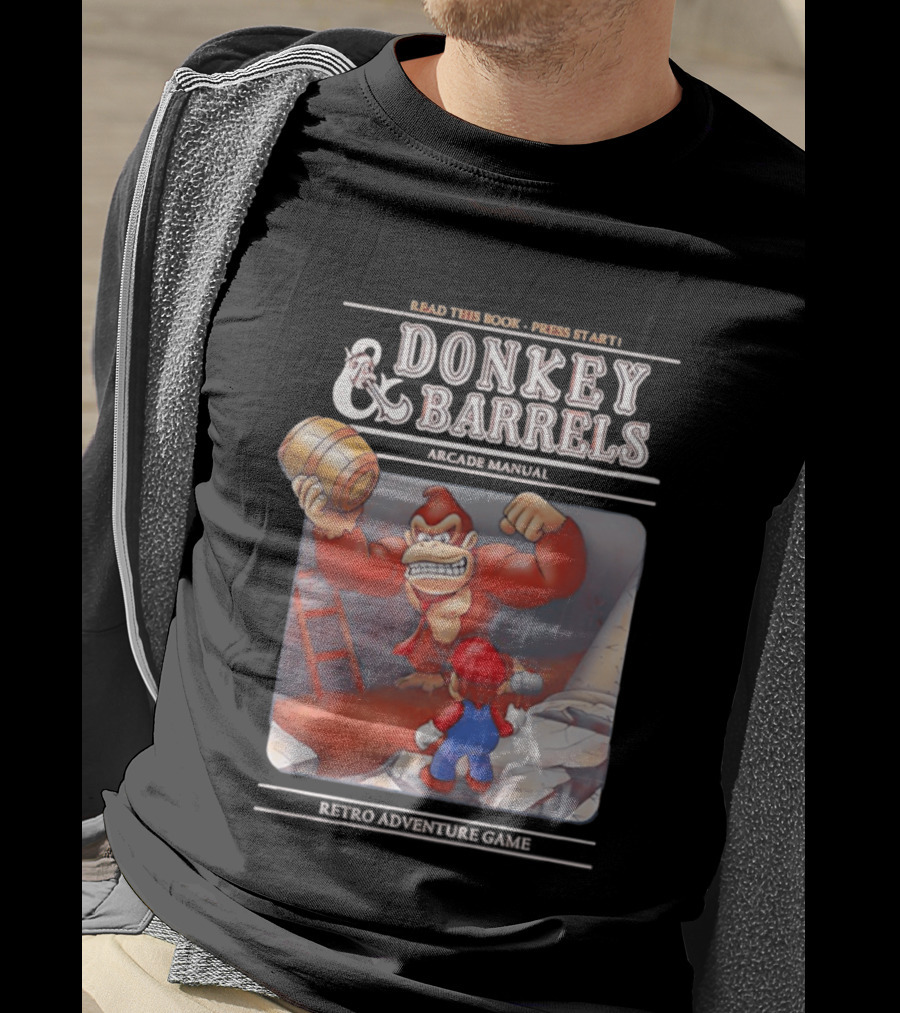 Read This Book Press Start Donkey And Barrels Arcade Manual Classic Video Game T-Shirt