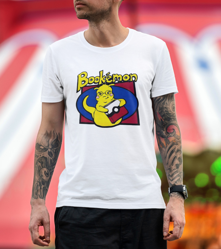 Bookemon Pikachu with Book and Pokeball T-Shirt