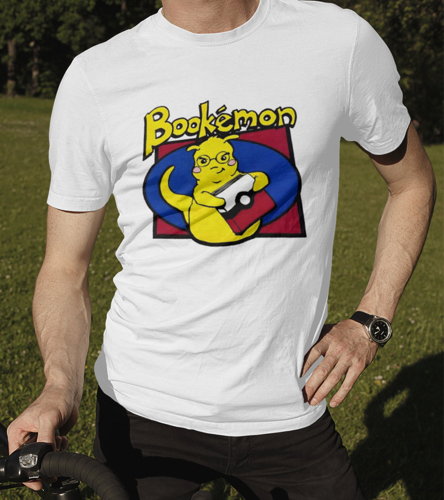 Bookemon Pikachu With Book And Pokeball T-Shirt