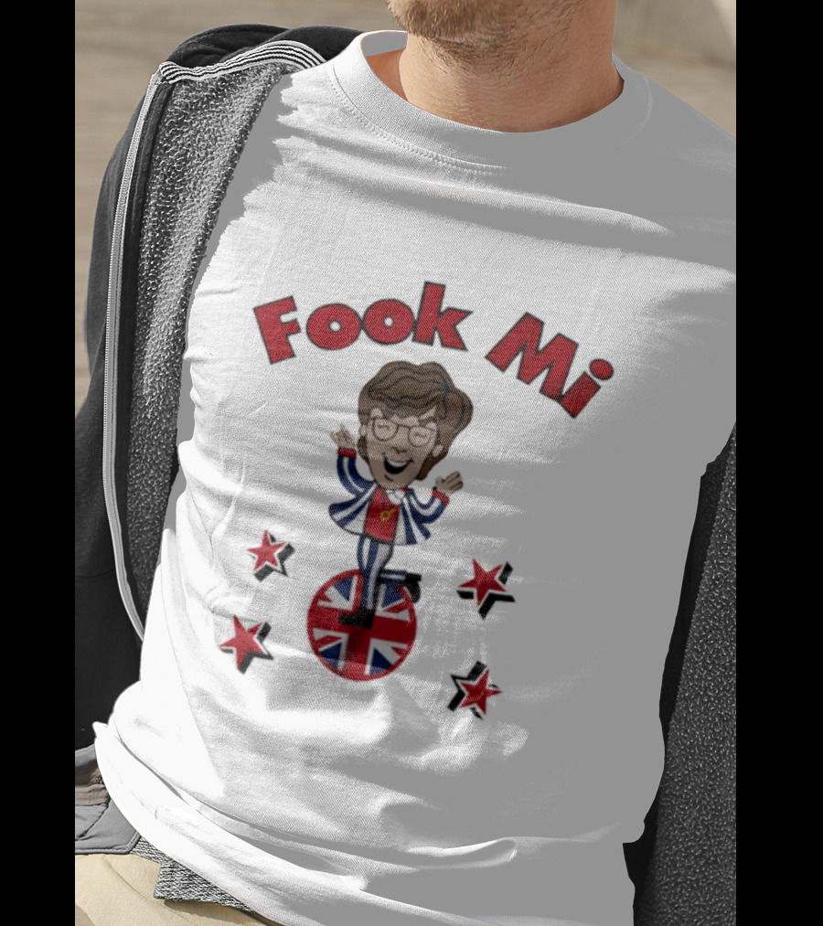 Fook Mi Austin Powers British Flag Character With Red Stars T-Shirt
