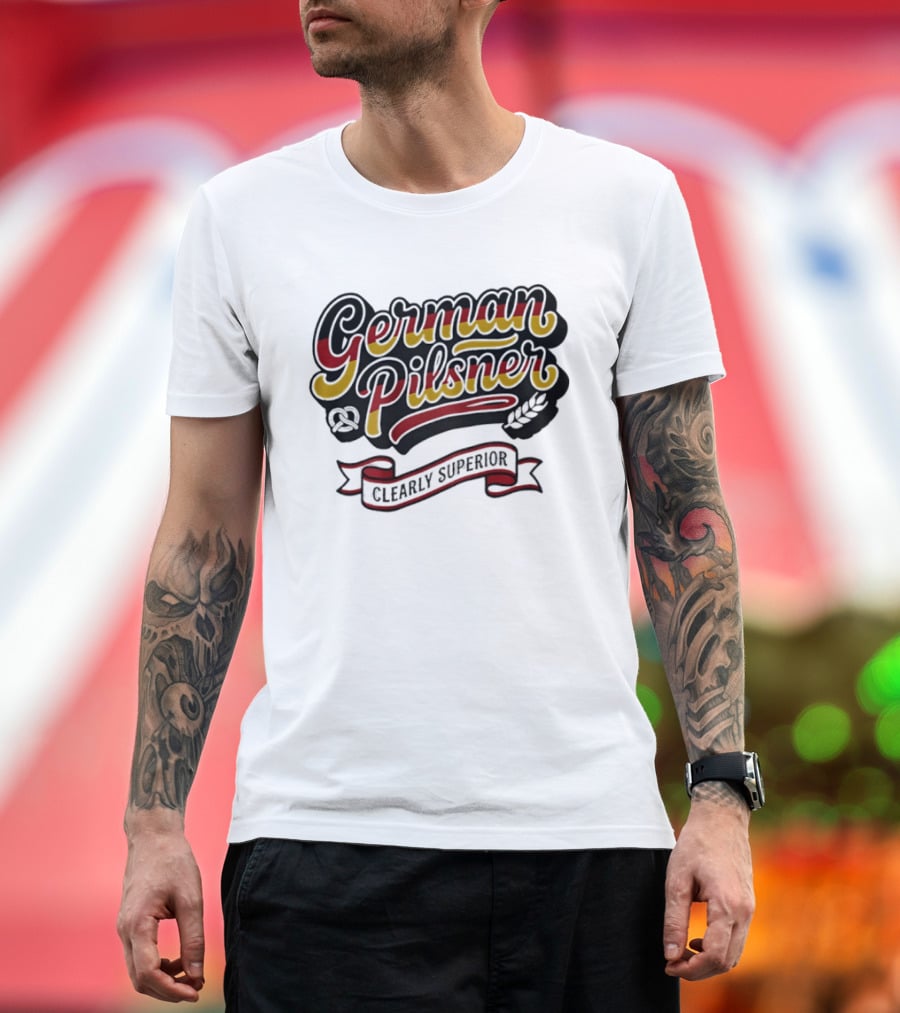 German Pilsner Clearly Superior Beer Banner Text With Hops T-Shirt