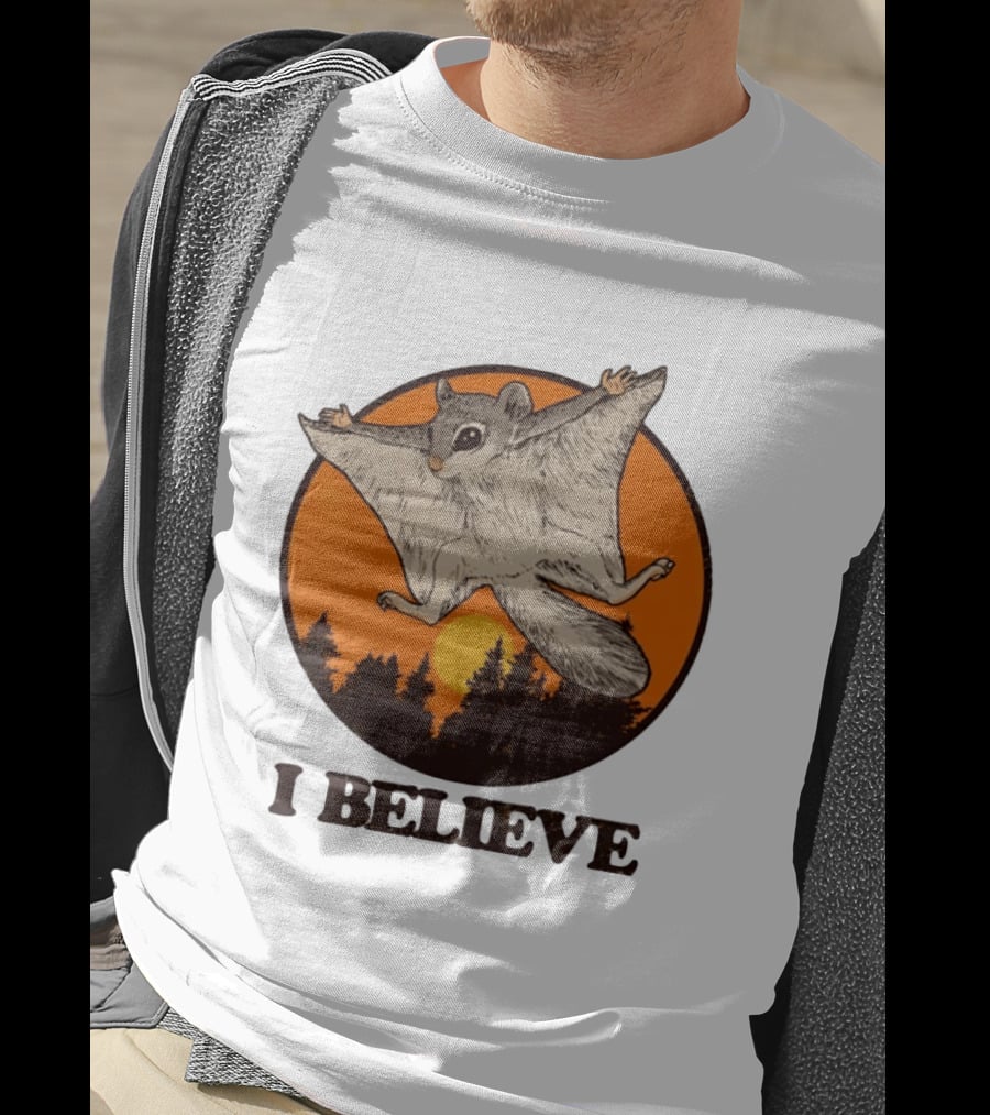 I Believe Flying Squirrel Sunset T-Shirt