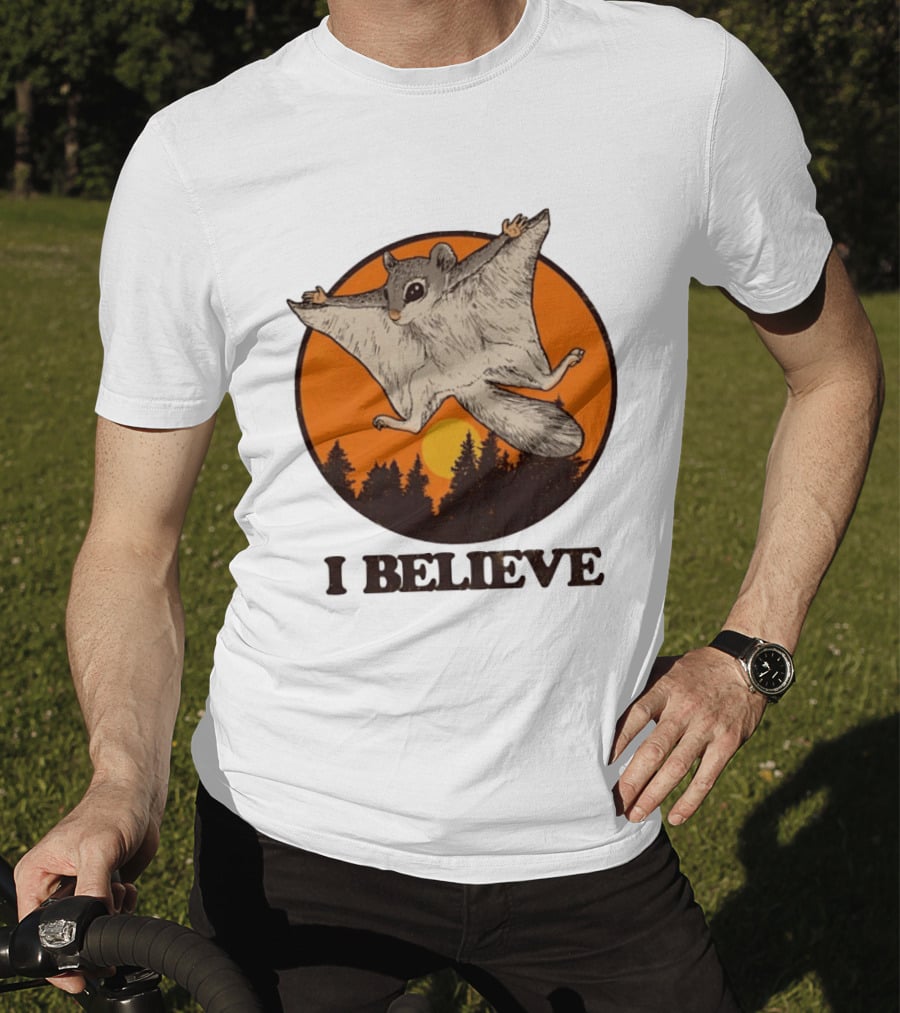 I Believe Flying Squirrel Sunset T-Shirt