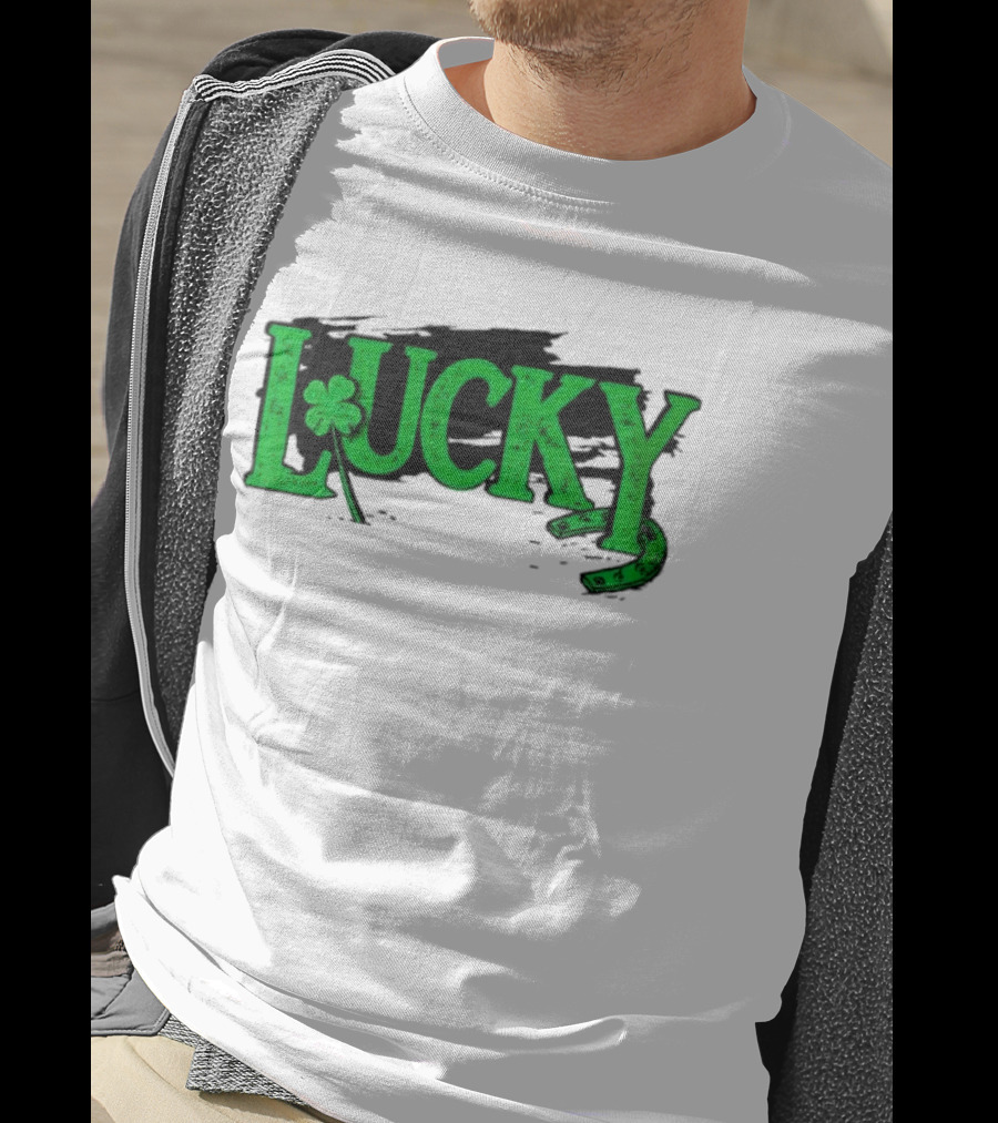Lucky Green Horseshoe And Shamrock St. Patrick's Day T-Shirt