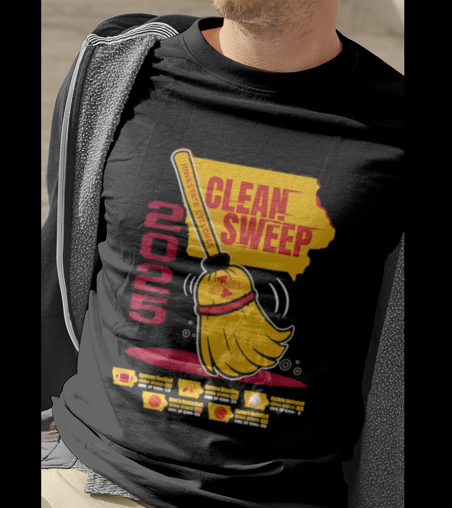 Iowa State Cyclones Clean Sweep 2025 Basketball Wrestling Volleyball Football T-Shirt