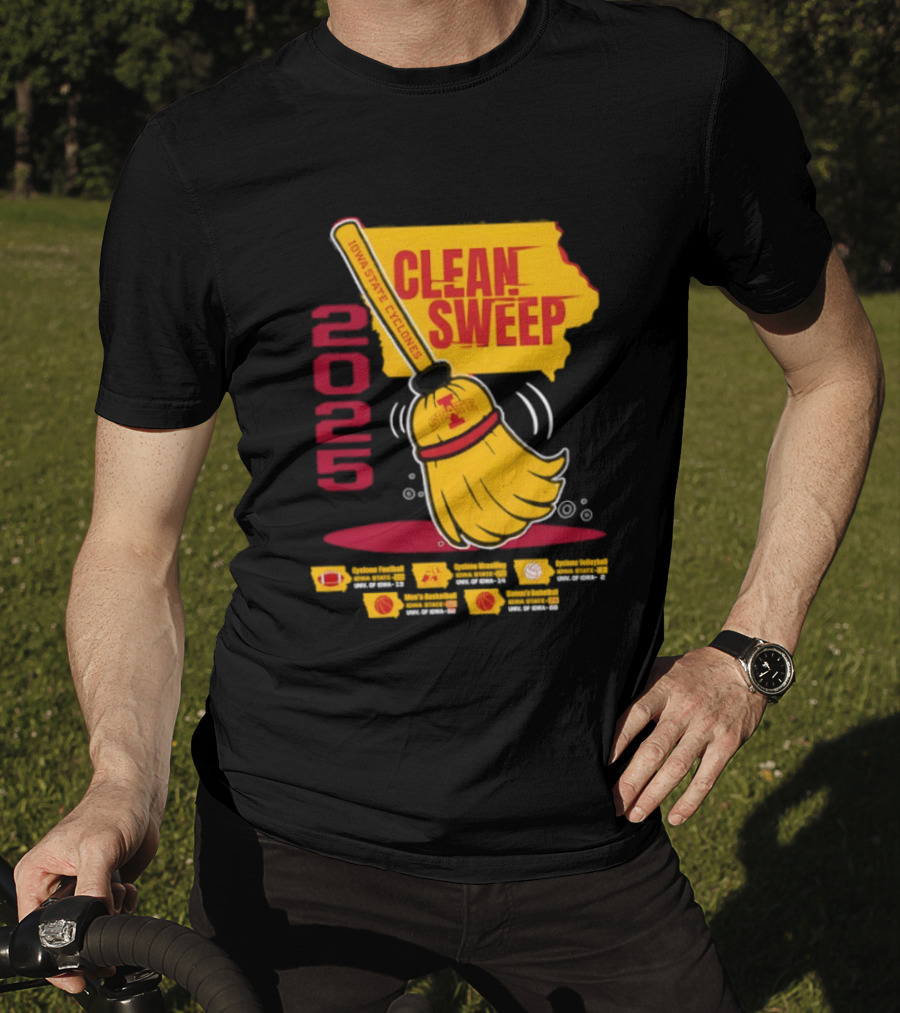 Iowa State Cyclones Clean Sweep 2025 Basketball Wrestling Volleyball Football T-Shirt