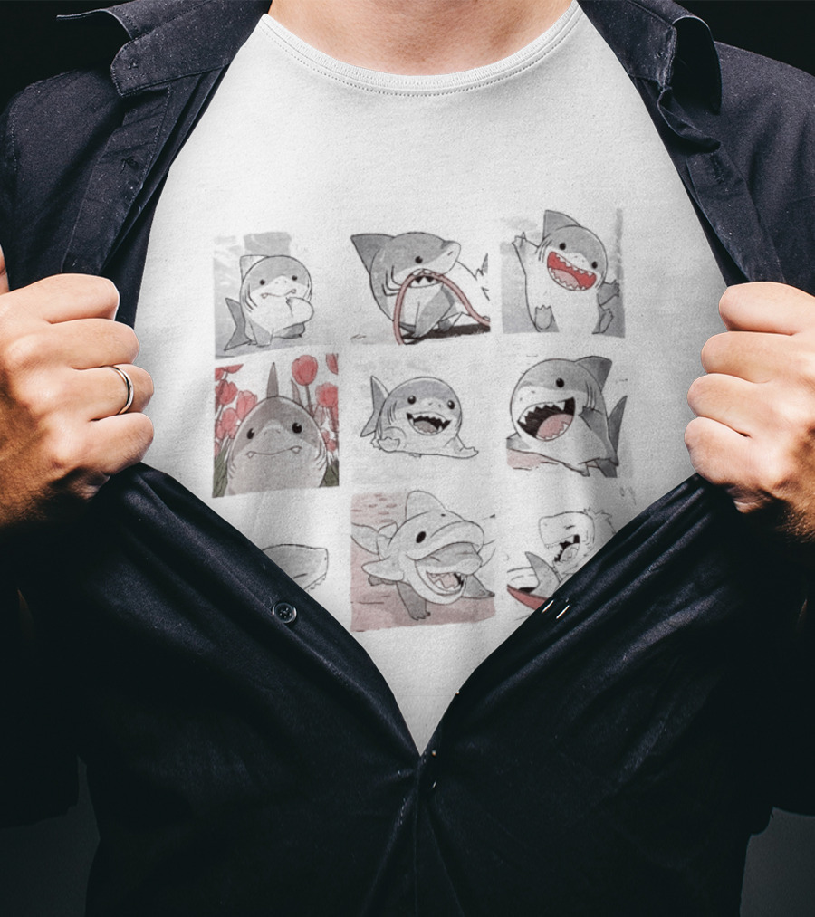 Jeff The Land Shark Nine Panels With Cute Expressions T-Shirt