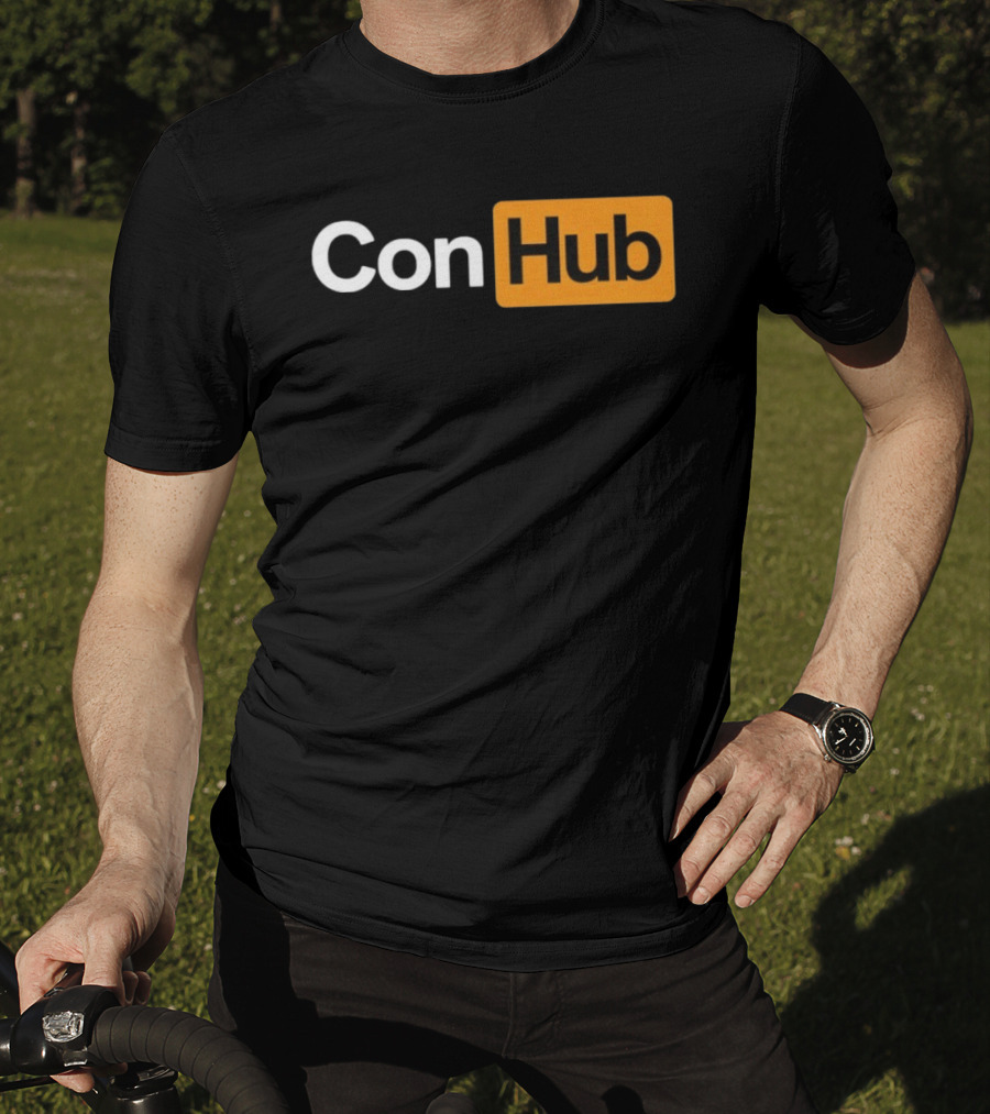 ConHub Parody Text On Orange And White T-Shirt