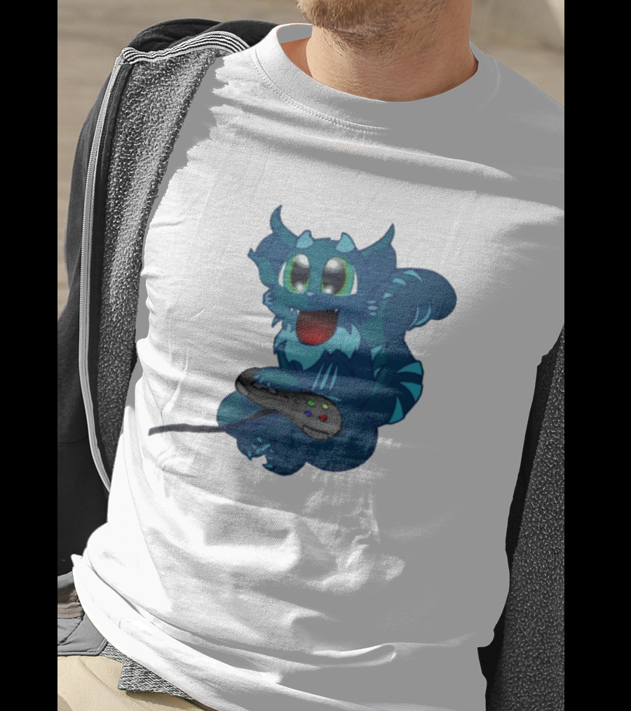 ThaBeast Gamer Blue Creature Playing Controller T-Shirt