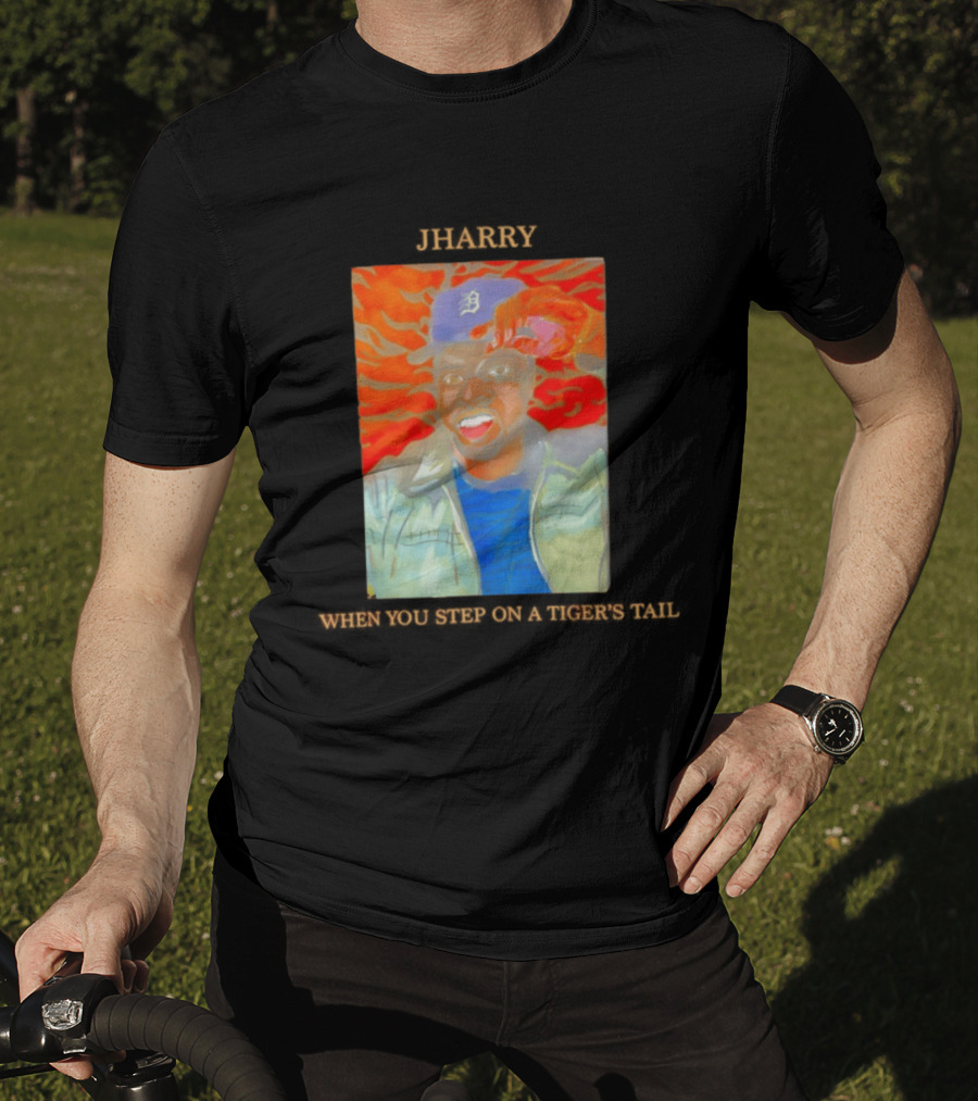 Jharry With Detroit Cap And Tiger's Tail T-Shirt
