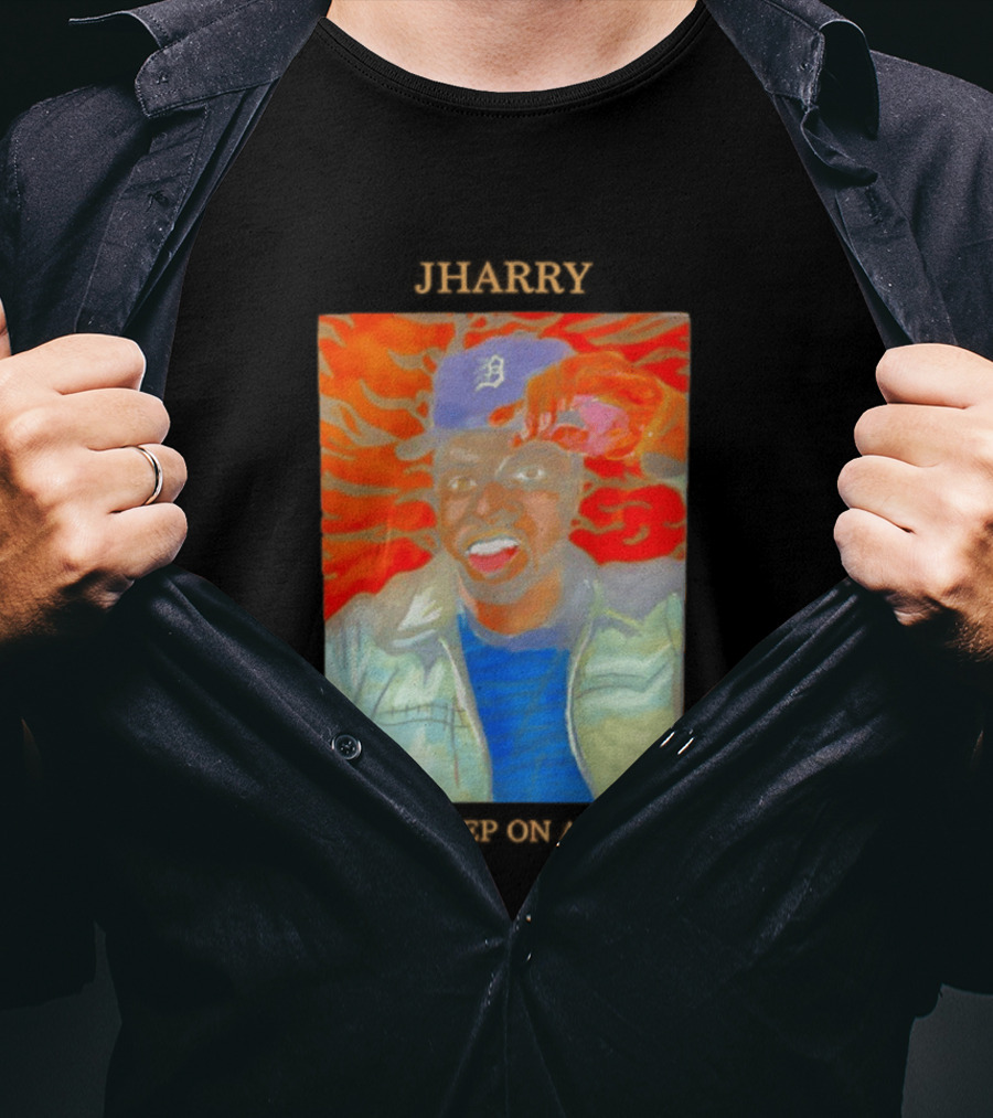 Jharry With Detroit Cap And Tiger's Tail T-Shirt