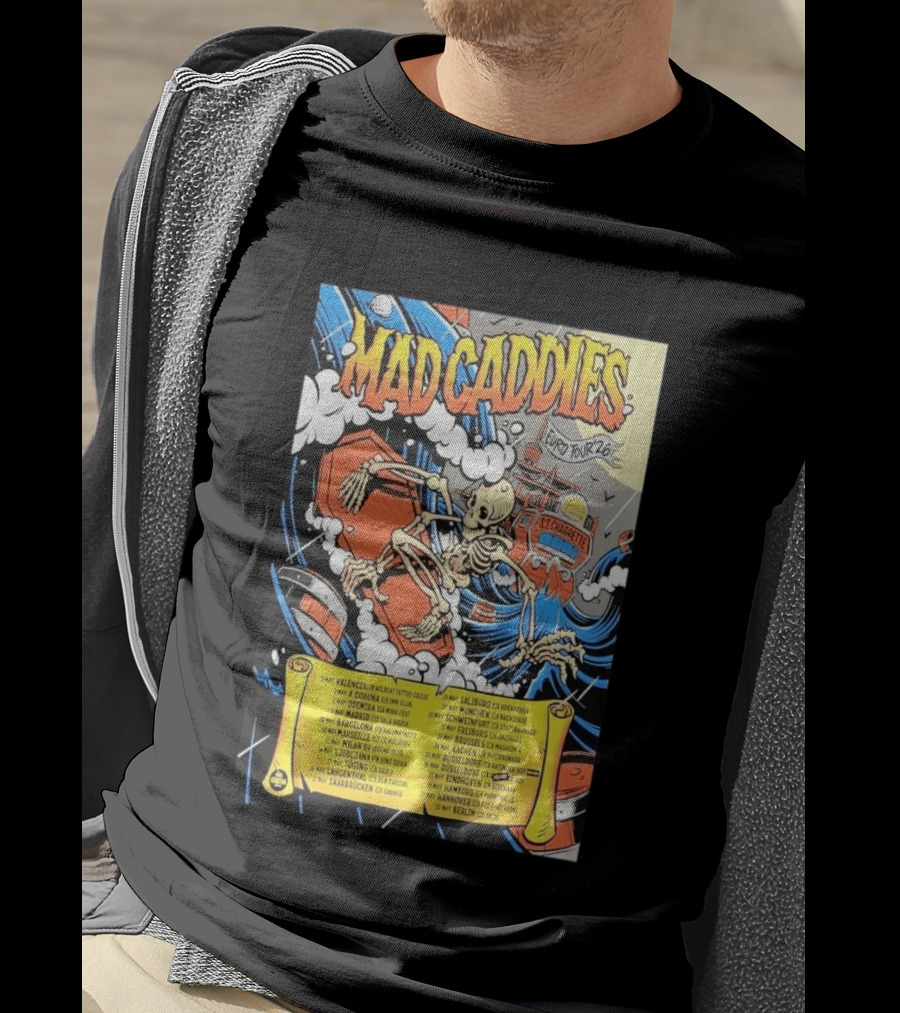 Mad Caddies Euro Tour 2026 Skeleton Ship T-Shirt