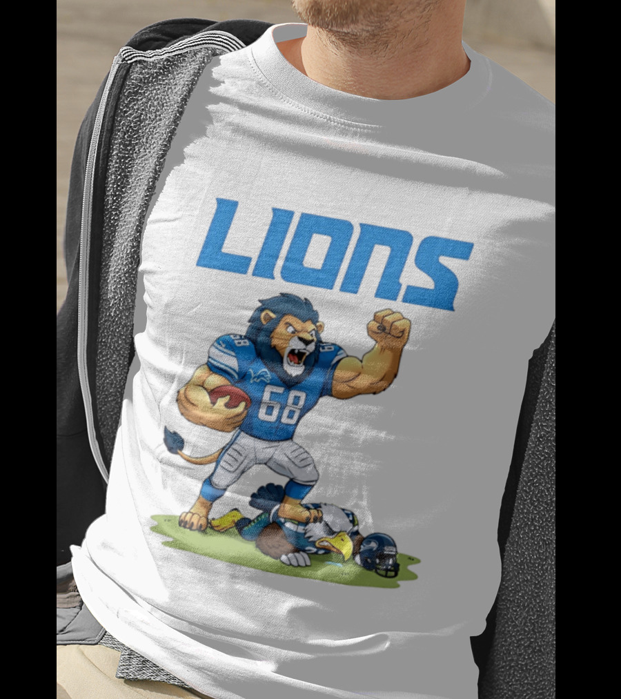 Detroit Lions Dominating Seahawks Rivalry Mascot Showdown T-Shirt