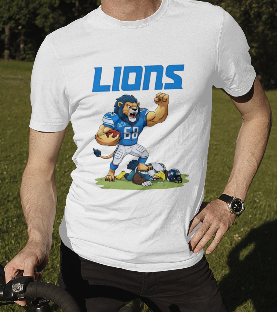 Detroit Lions Dominating Seahawks Rivalry Mascot Showdown T-Shirt
