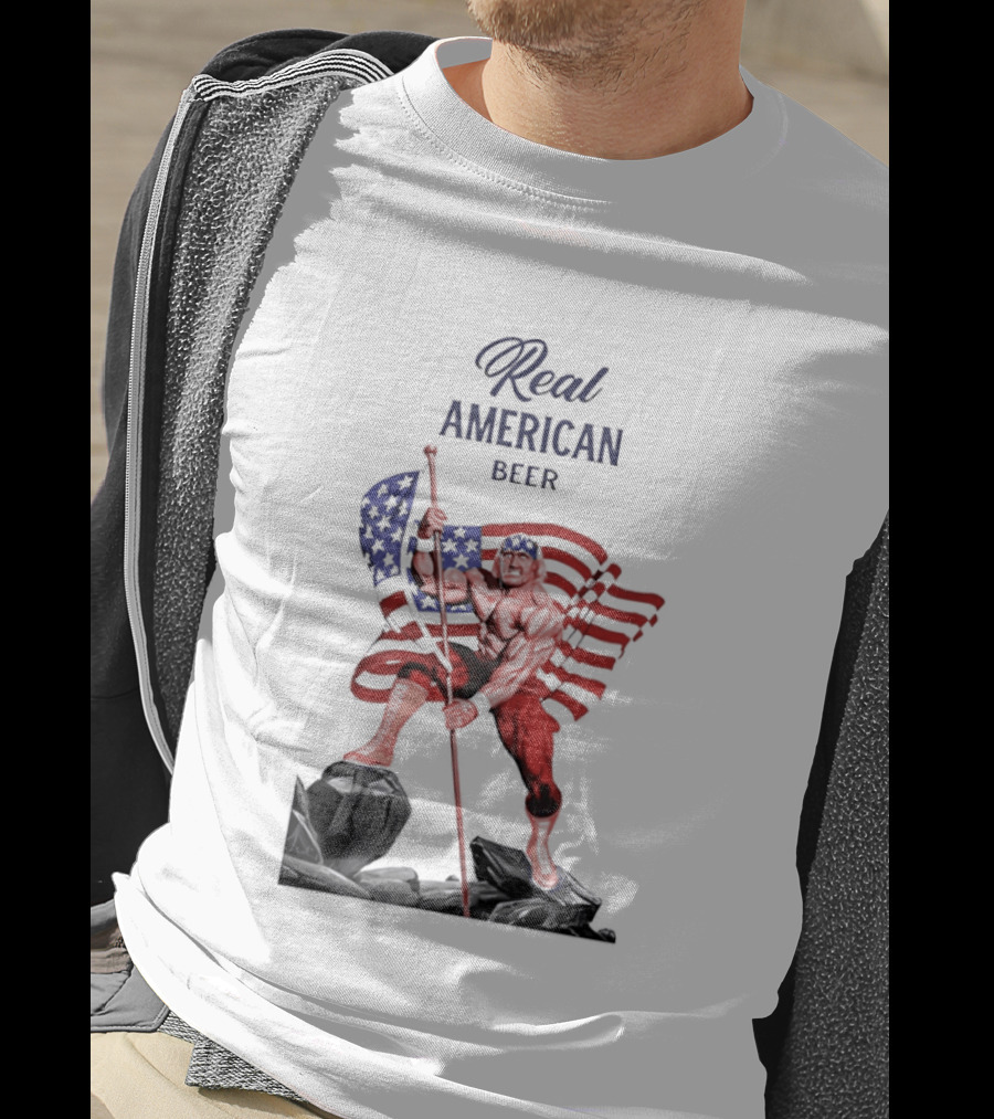 Real American Beer Hulk Hogan US Flag T-Shirt
