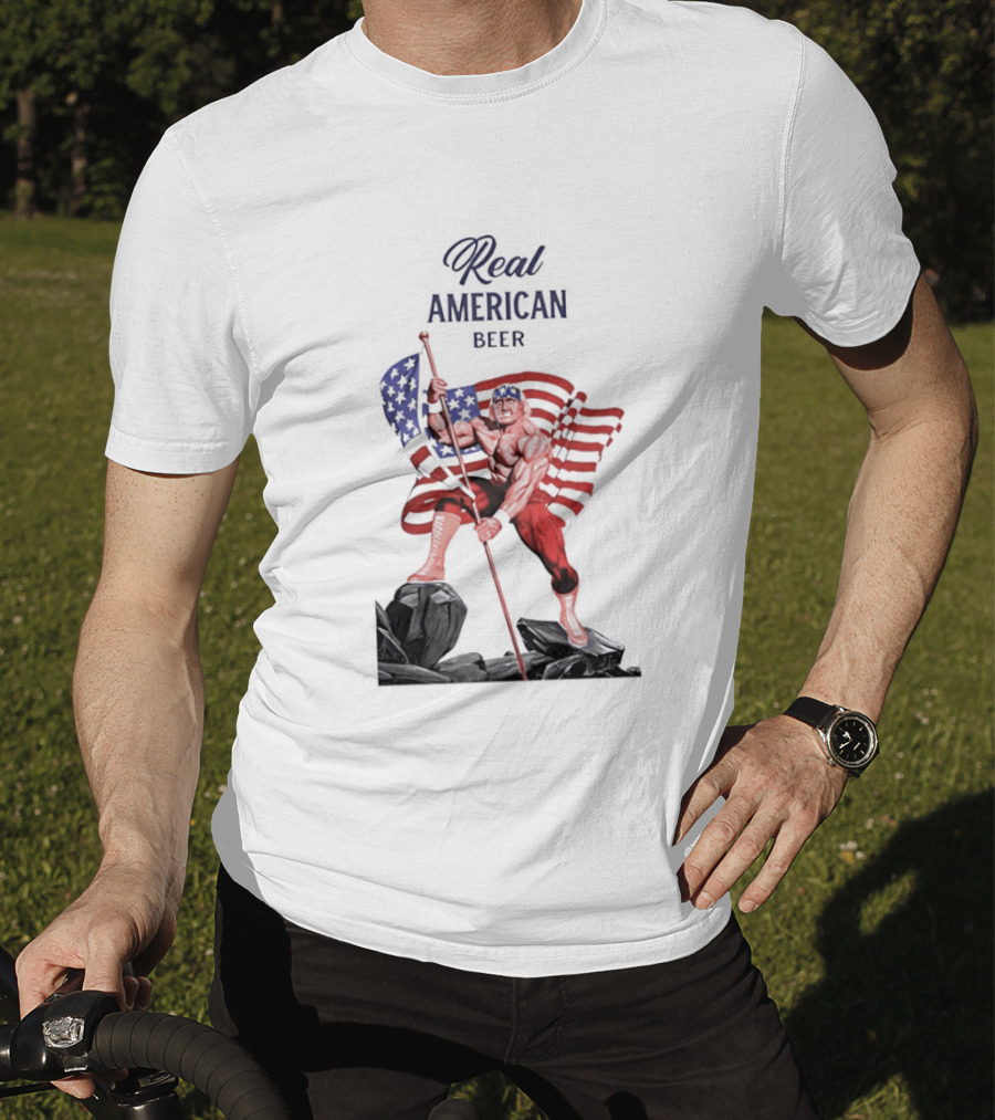 Real American Beer Hulk Hogan US Flag T-Shirt