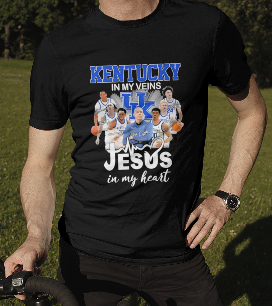 Kentucky Wildcats In My Veins Jesus In My Heart Basketball Coach Mark Pope Players T-Shirt