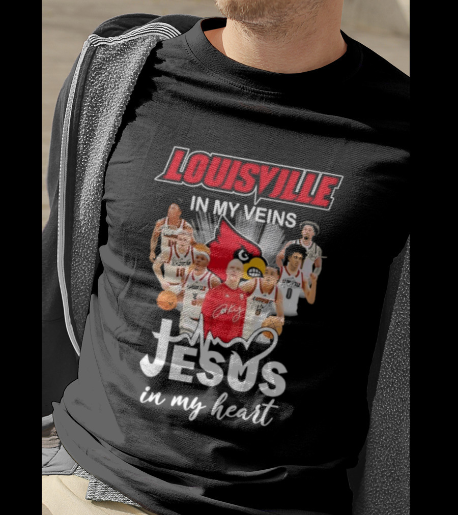 Louisville Cardinals In My Veins Jesus In My Heart Coach Pat Kelsey Players T-Shirt