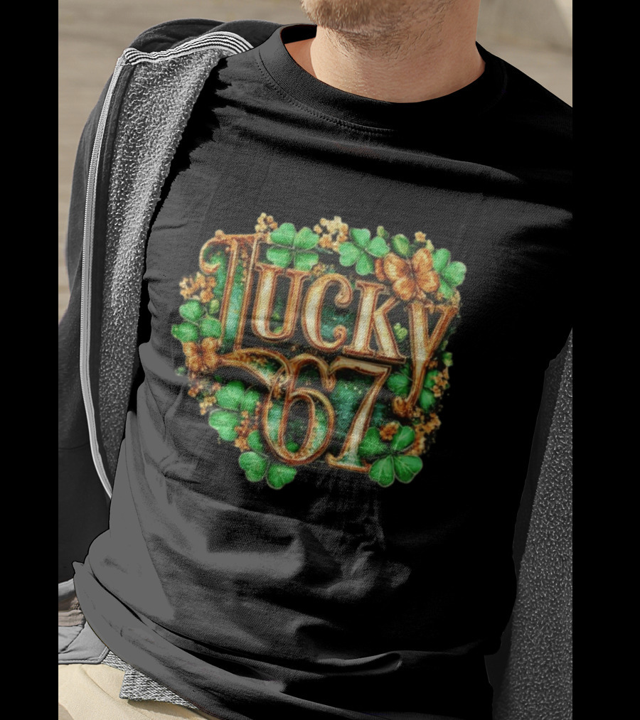 Lucky 67 St Patrick's Day Clover Butterfly 6 7 Meme T-Shirt