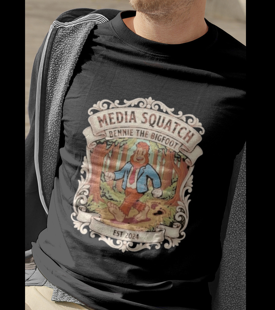 Media Squatch Bennie The Bigfoot Walking Forest EST 2024 T-Shirt