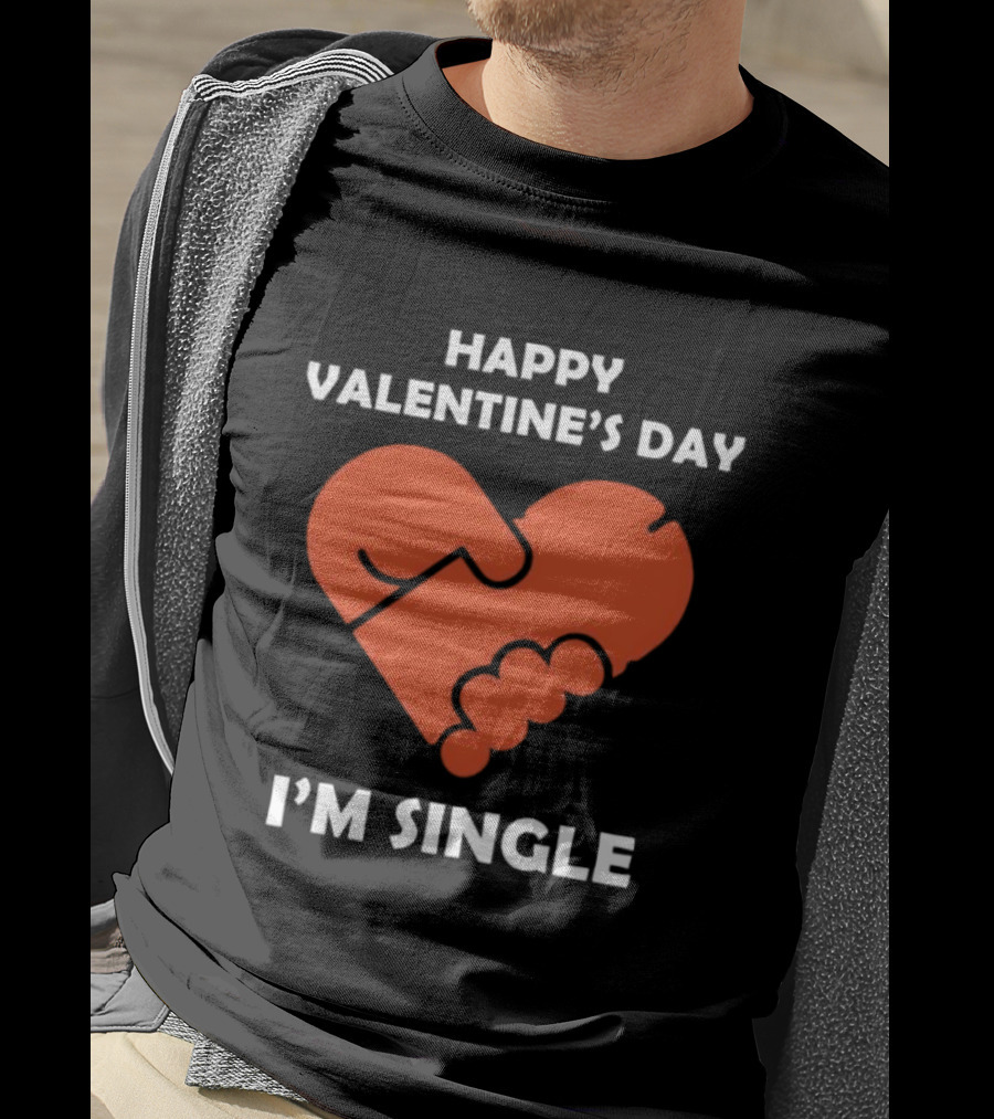 Happy Valentine's Day I'm Single Heart Puzzle T-Shirt