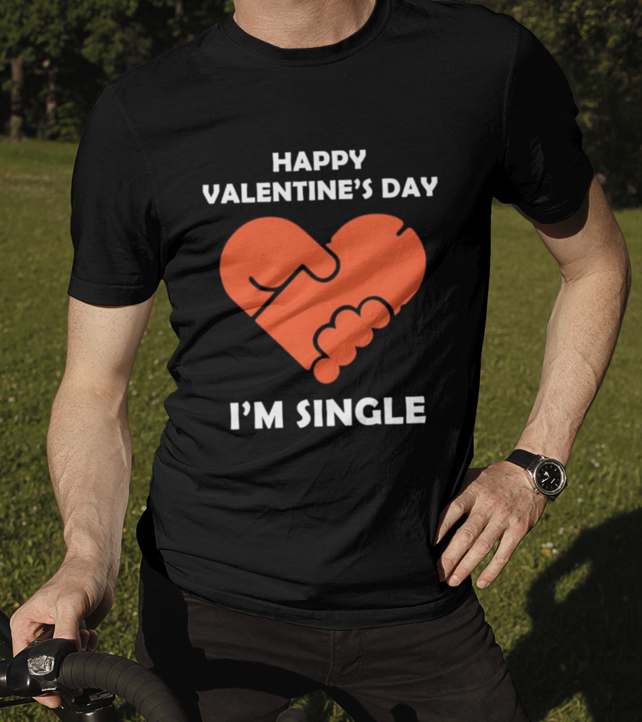 Happy Valentine's Day I'm Single Heart Puzzle T-Shirt