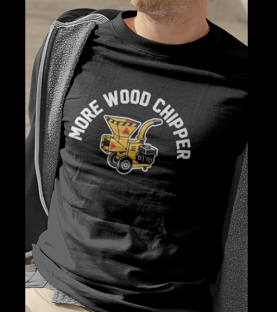 More Wood Chipper Machinery Icon With Yellow And Red Triangles T-Shirt