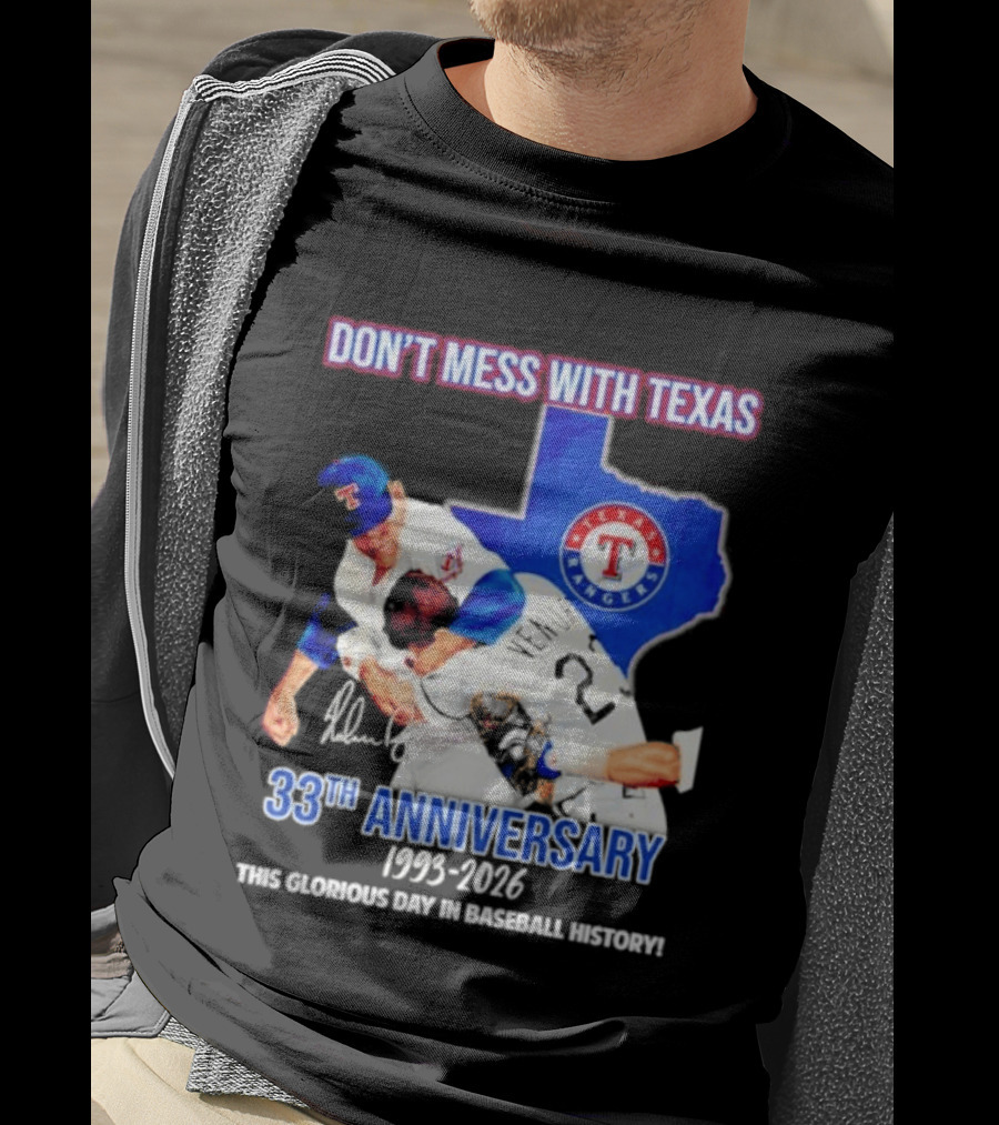Nolan Ryan Robin Ventura Texas Rangers 33rd Anniversary 1993 2026 Baseball History T-Shirt