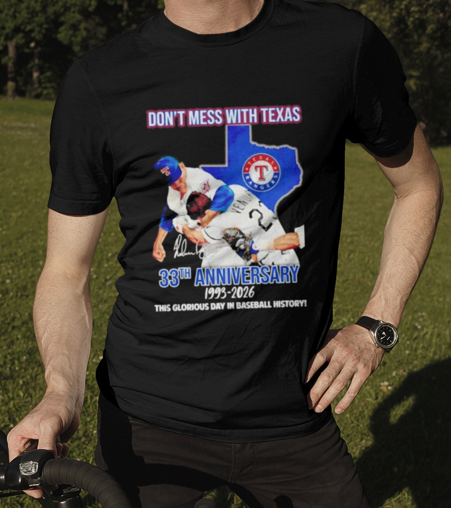 Nolan Ryan Robin Ventura Texas Rangers 33rd Anniversary 1993 2026 Baseball History T-Shirt