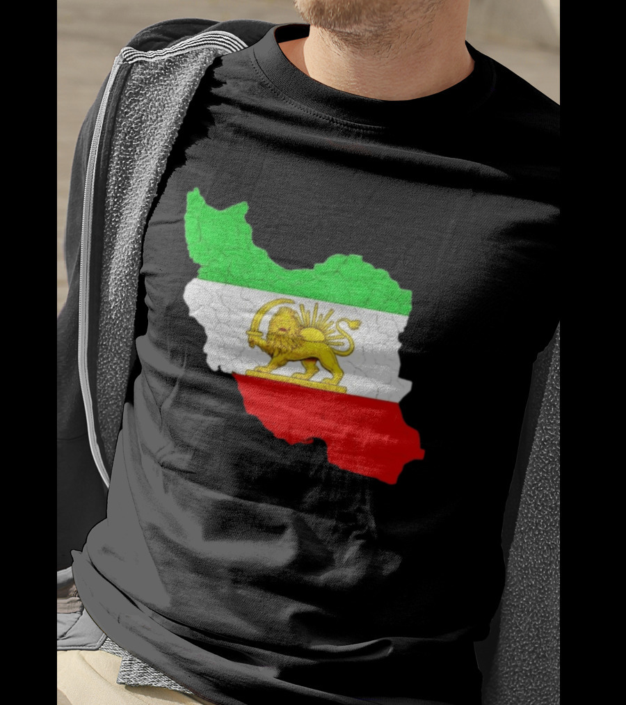 Iran Map With Lion And Sun Persian Heritage T-Shirt