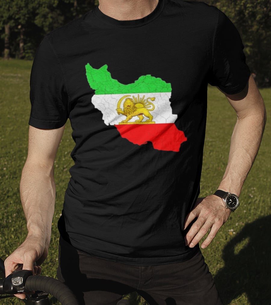 Iran Map With Lion And Sun Persian Heritage T-Shirt