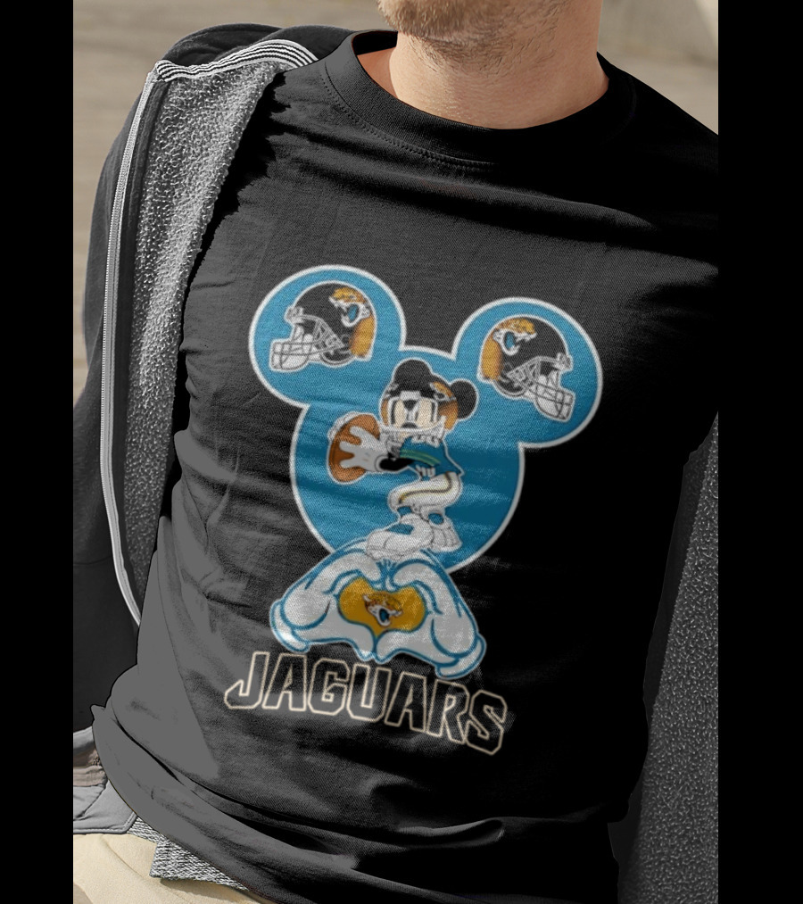 Mickey Mouse Jacksonville Jaguars Football Love Hands T-Shirt