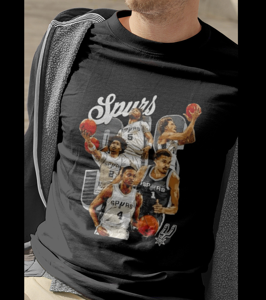 San Antonio Spurs 2026 Starting Five Team Players With Basketballs T-Shirt