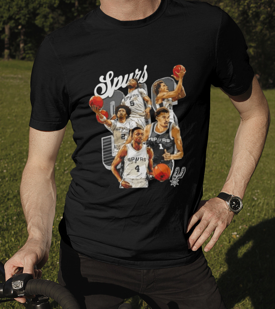 San Antonio Spurs 2026 Starting Five Team Players With Basketballs T-Shirt