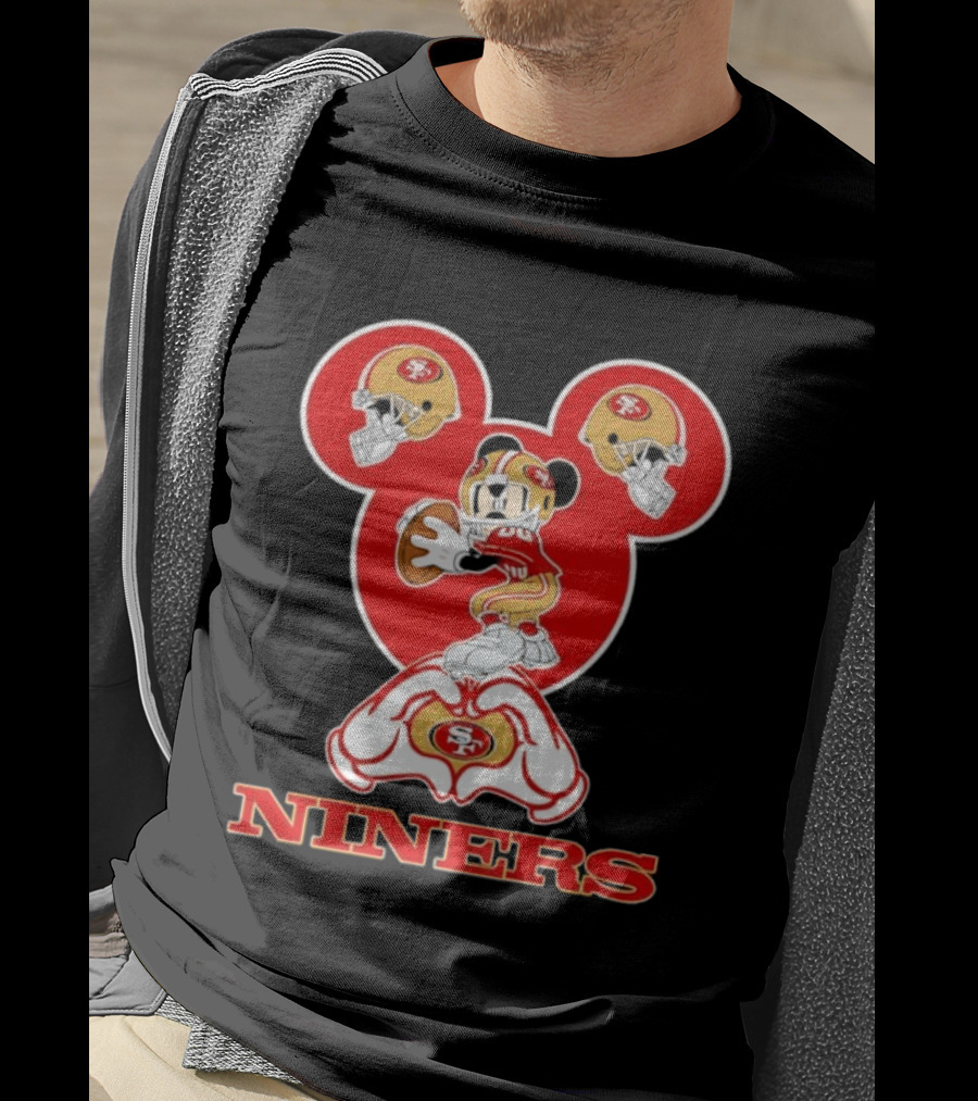 Mickey Mouse San Francisco 49ers Niners Love Heart Hands T-Shirt
