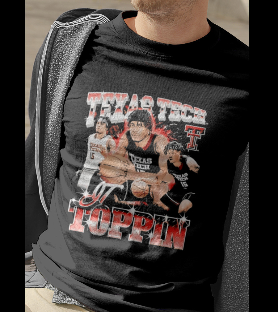 Texas Tech Basketball JT Toppin Red Raiders Collage T-Shirt
