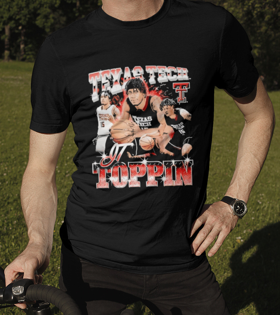 Texas Tech Basketball JT Toppin Red Raiders Collage T-Shirt